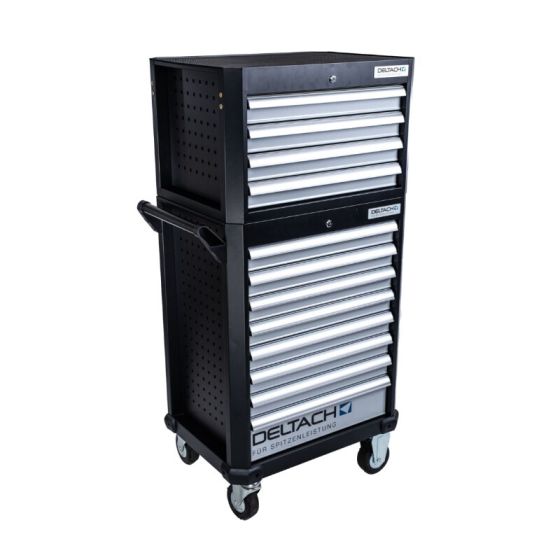 Deltach Servante d'atelier D2-COMPACT avec Top-box, 5 tiroirs mousse remplis, 214pcs (524254)