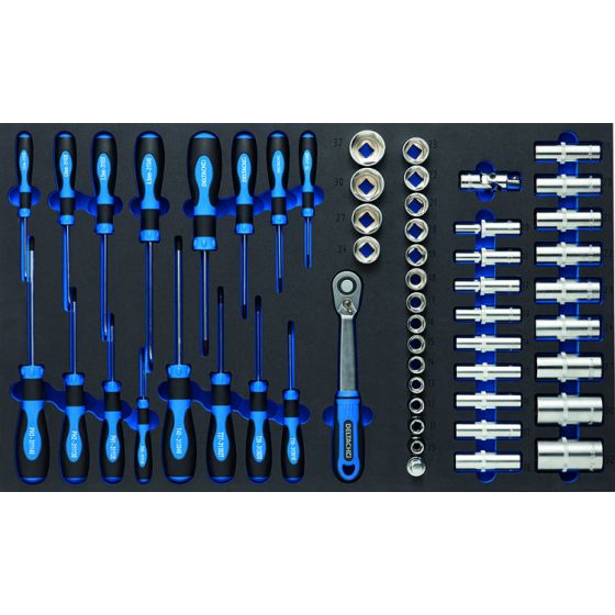 Deltach Servante d'atelier D2-XL, 5 tiroirs mousse remplis, 350pcs avec accessoires (525252)