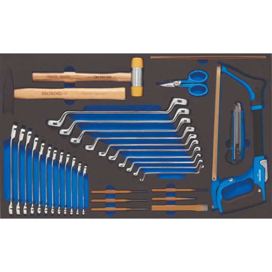 Deltach Servante d'atelier D2-XL avec Top-box, 5 tiroirs mousse remplis, 350pcs (525254)