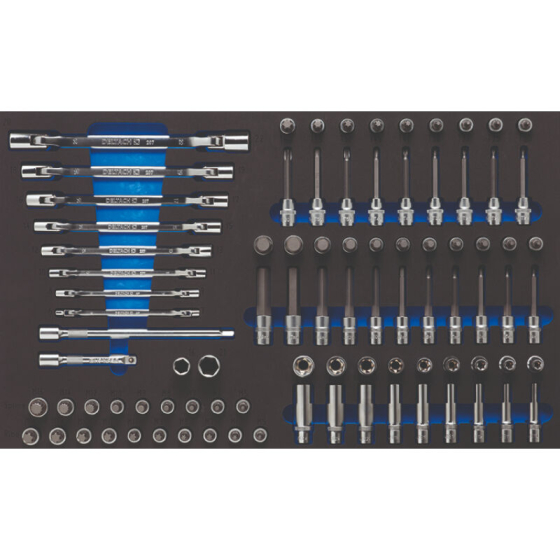 Deltach Servante d'atelier D2-XL avec Top-box, 5 tiroirs mousse remplis, 350pcs (525254)