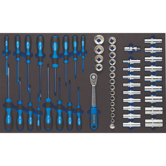 Deltach Servante d'atelier D2-XL avec Top-box, 5 tiroirs mousse remplis, 350pcs (525254)