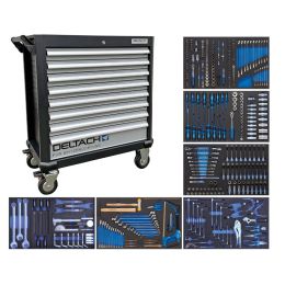 Deltach Servante d'atelier D2-XL avec Top-box, 6 tiroirs mousse remplis, 378pcs (525260)