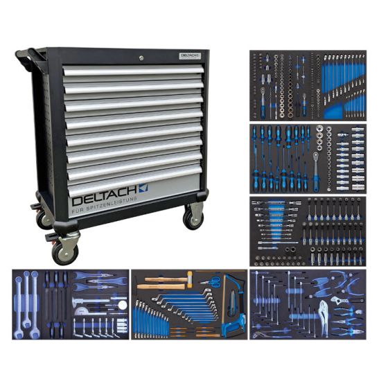 Deltach Servante d'atelier D2-XL avec Top-box, 6 tiroirs mousse remplis, 378pcs (525260)