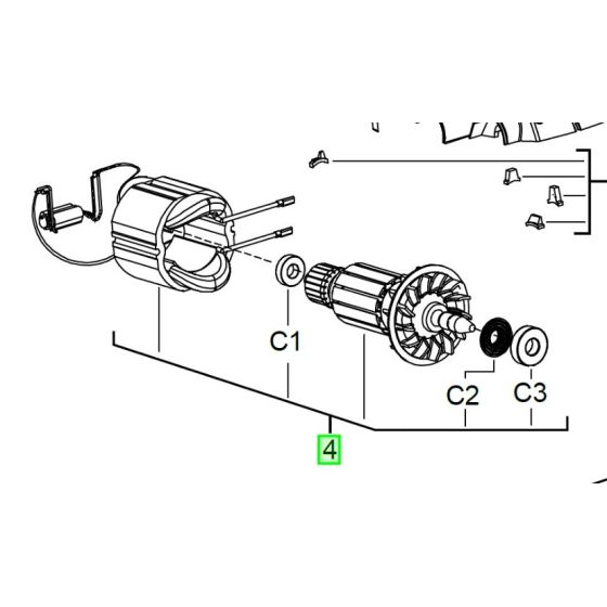 AEG 001289001 Moteur complet ponceuse HBS1000E (Induit & Inducteur)
