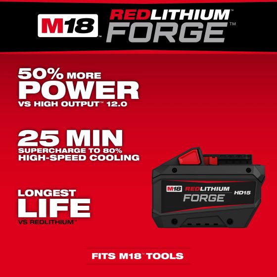 Milwaukee M18 FB15 Batterie M18 FORGE 18V 15.0Ah Red Lithium-Ion (48-11-1819)