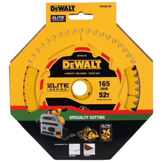 DeWalt DT4102-QZ Lame de scie plongeante ø165x20mm 52Dts extrême Bois "Elite Series"