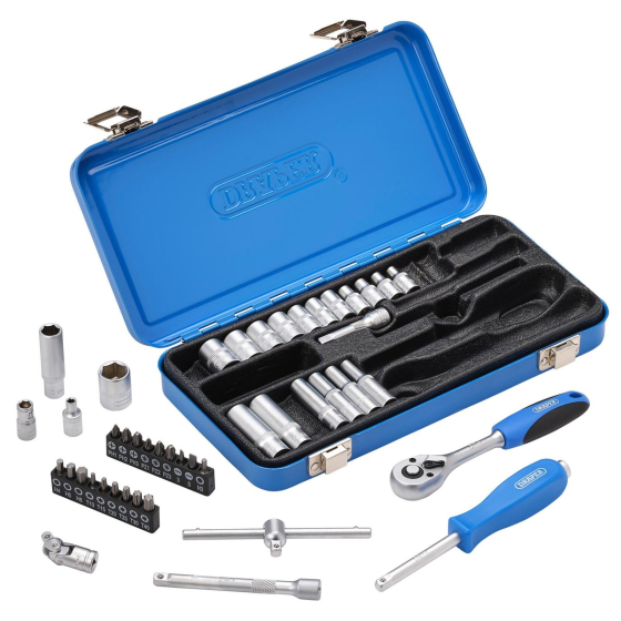 Draper D16365 Jeu de douilles métriques 1/4" avec coffret métal (45pcs)