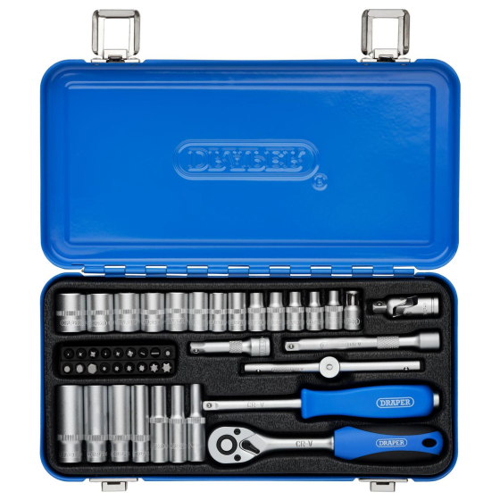 Draper D16365 Jeu de douilles métriques 1/4" avec coffret métal (45pcs)