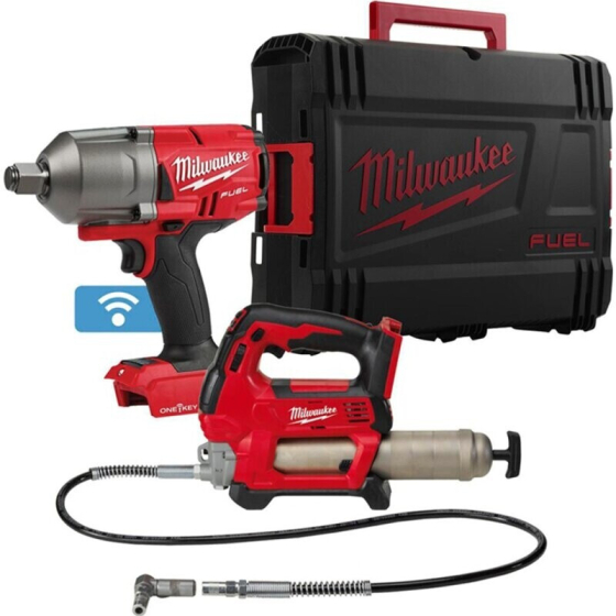 Milwaukee M18 ONEPP2Y-0X Pack Boulonneuse 3/4" M18 ONEFHIWF34-0X + Pompe à graisse M18 GG-0 (4933499415)