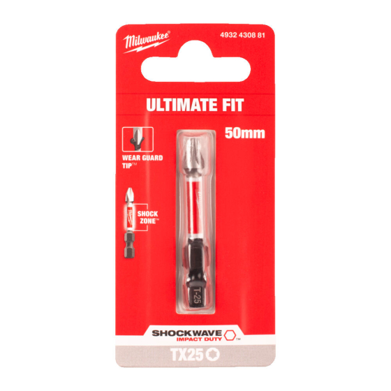 Milwaukee Embout TX25 de Vissage Shockwave 50mm (4932430881)