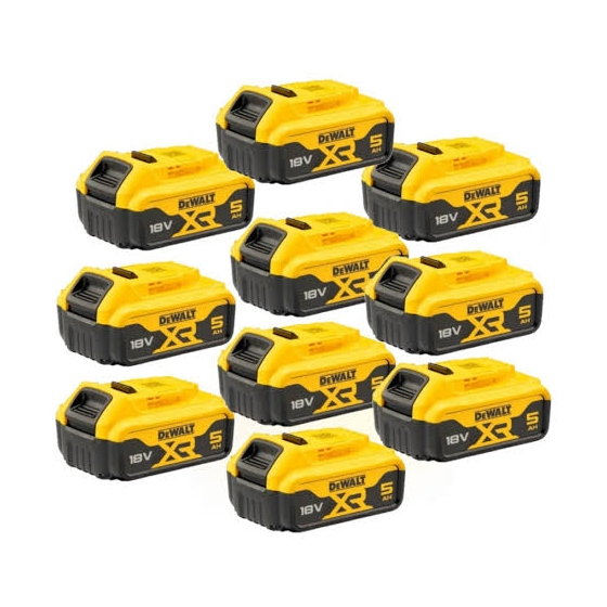 Dewalt DCB184P10-XJ Lot de 10 Batteries 18V 5.0Ah XR Li-ion avec témoin de charge LED