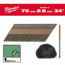 Milwaukee Pointes 75mm ø2.8mm annelés brillants en bande x2200 pcs (4932492607)