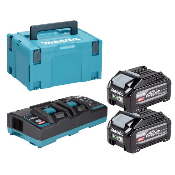 Makita Pack Énergie 40V XGT 4.0Ah 2 batteries BL4040F + 1 chargeur DC40RB (1911D8-0)