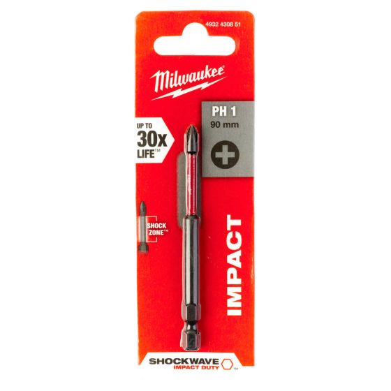 Milwaukee Embout PH1 de Vissage Shockwave 90mm 4932430851