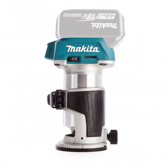 Makita DRT50Z Affleureuse 18V 8 mm (Produit seul + kit d'accessoires)