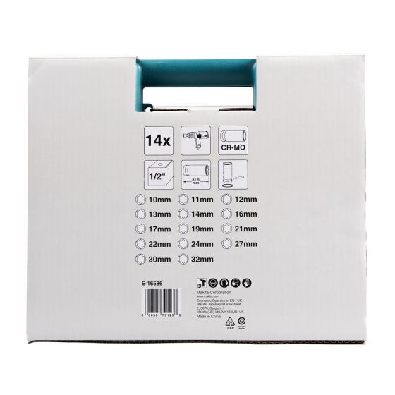 Makita E-16586 Coffret de 14 douilles longues Impact BLACK