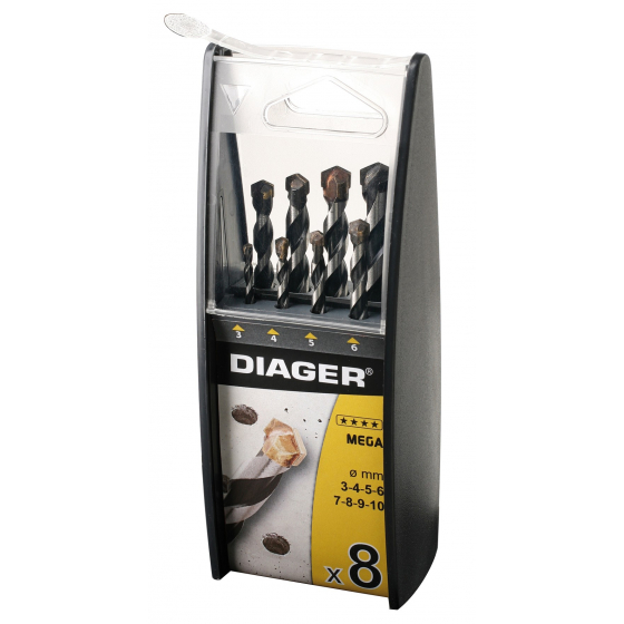 Coffret 8 forets béton DIAGER MEGA 256C.