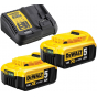 Dewalt DCB115P2-QW Pack de 2 Batteries 18V 5.0Ah XR Li-ion + Chargeur DCB115