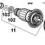 Dewalt N203630  Induit de Meuleuse DWE4579, DWE4597, DWE4599