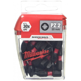 Milwaukee x25 Embouts PZ2 de Vissage Shockwave 25mm (4932430864)