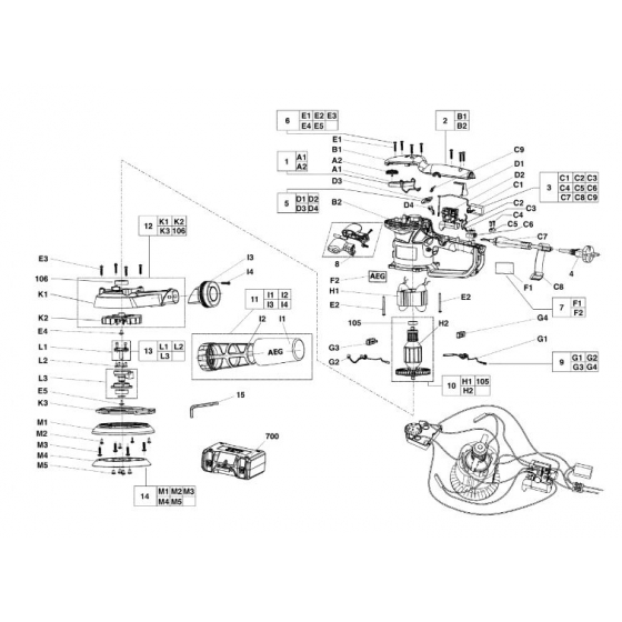 AEG 200288040 Kit de Visserie EX150E, EX150ED, EX150ES