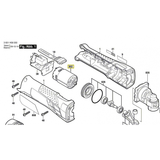 Bosch 2609199180 Moteur 10.8V à Courant Continu GOP10.8V-LI