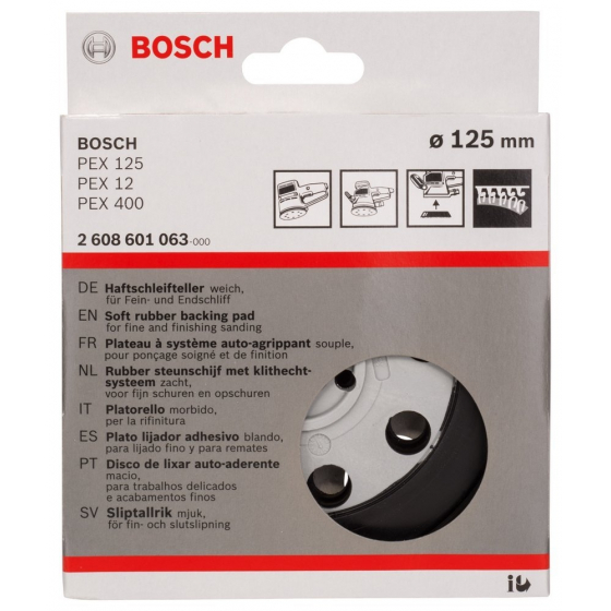 Bosch Plateau de ponçage pour ponceuse excentrique ø125mm PEX125, PEX12 et PEX12A (2608601063) Bosch Plateau de ponçage pour ponceuse excentrique ø125mm PEX125, PEX12 et PEX12A (2608601063)