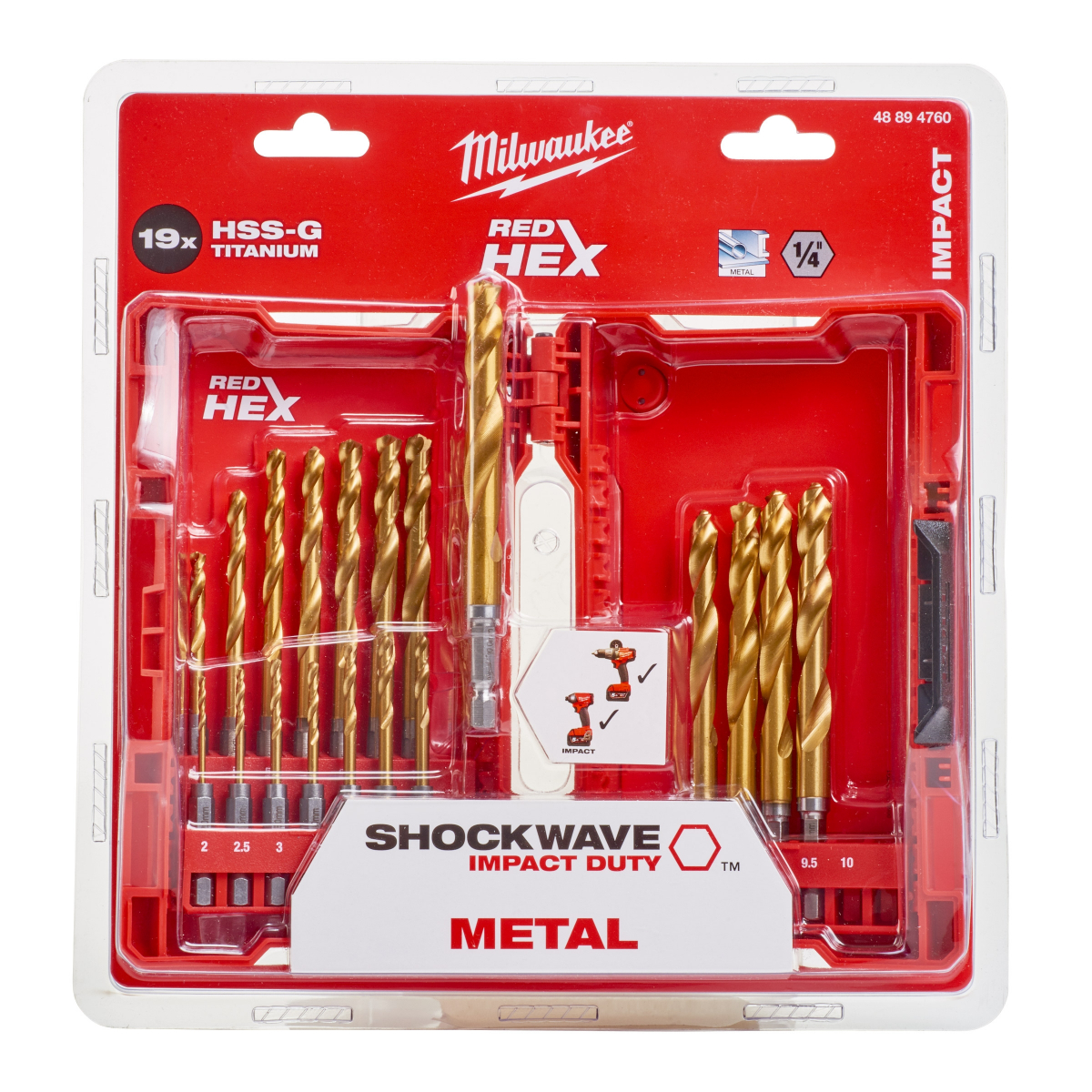 Coffret forets et embouts Shockwave Red Hex & Multi-matériaux 39
