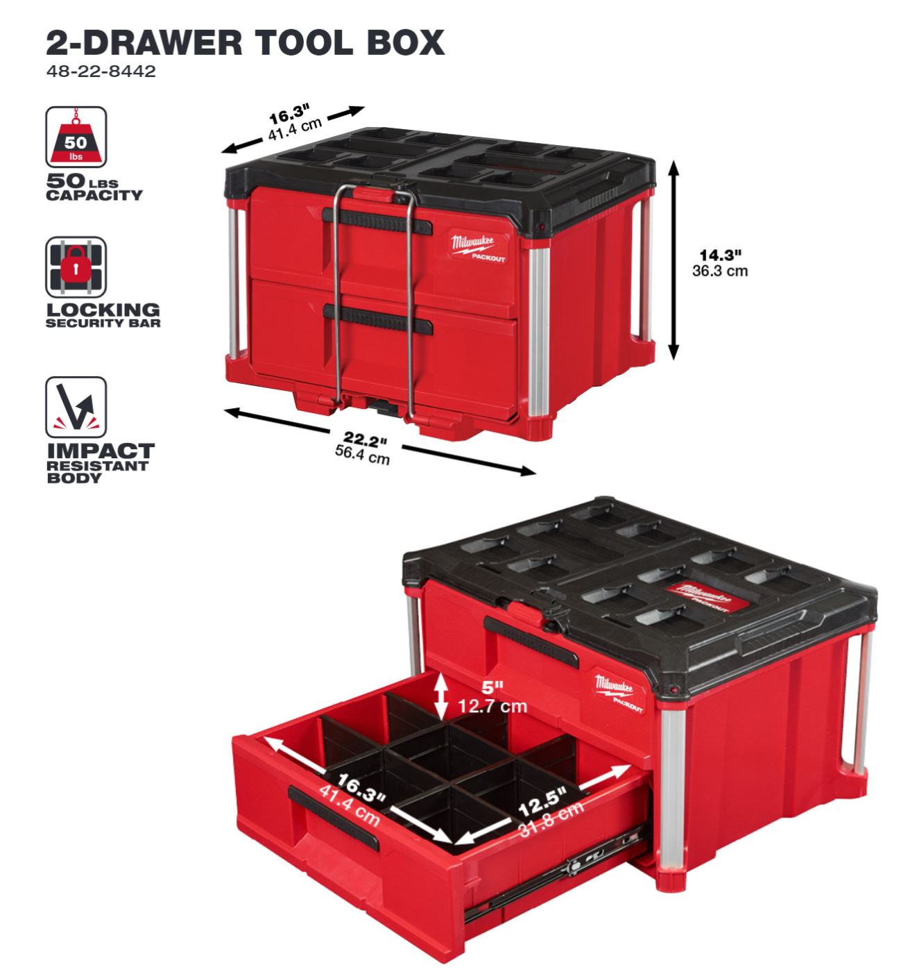 Milwaukee Coffret 2 tiroirs Packout (4932472129)